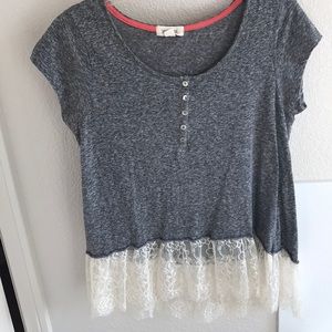 Grey Babydoll shirt with lace bottom